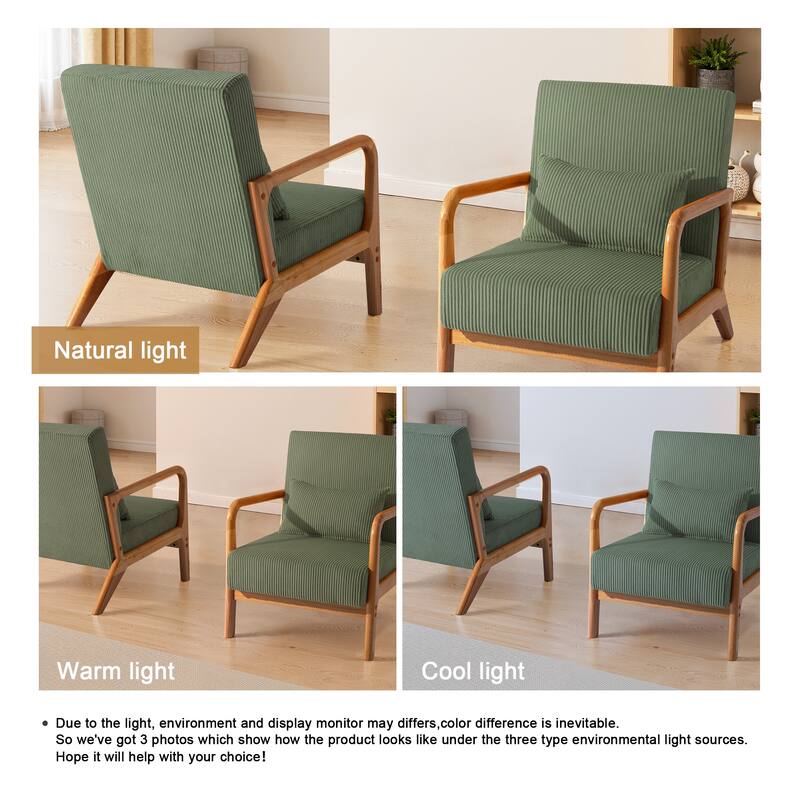 Modern Upholstered Accent Chair with Wood Legs Set of 2