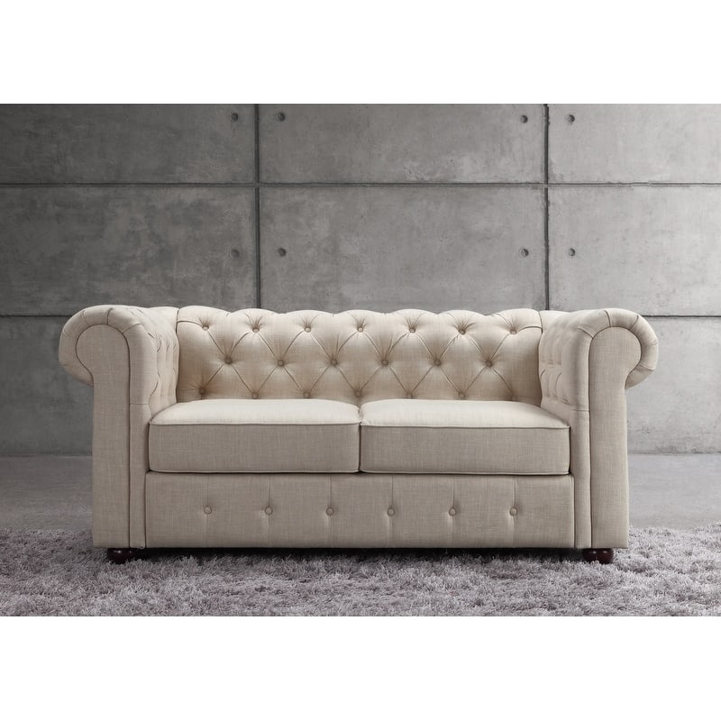 Moser Bay Garcia Chesterfield Rolled Arm Sofa, Loveseat - Beige