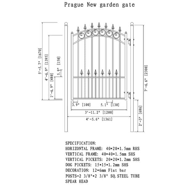 ALEKO Steel Dual Prague Style Driveway Gate 14 ft with Pedestrian Gate ...
