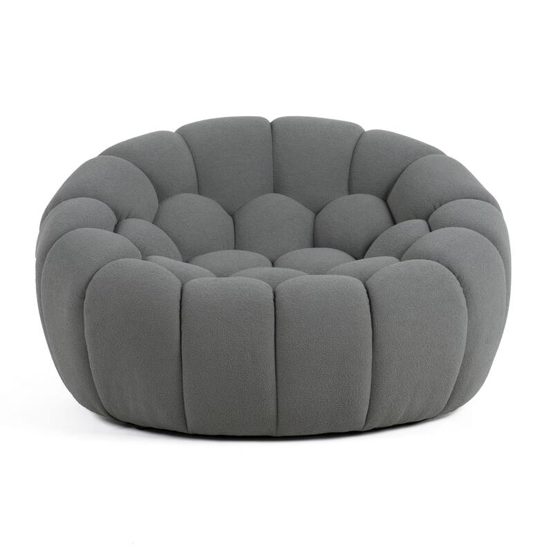 Divani Casa Yolonda Modern Curved Light Grey Fabric Chair
