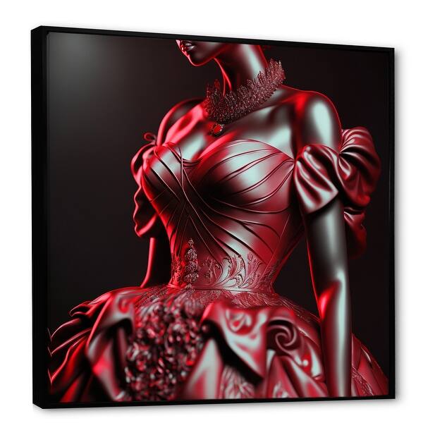 Designart "Vintage Stylish Evening Dress" Fashion Woman Framed Canvas Wall  Art Print - Bed Bath & Beyond - 37742575