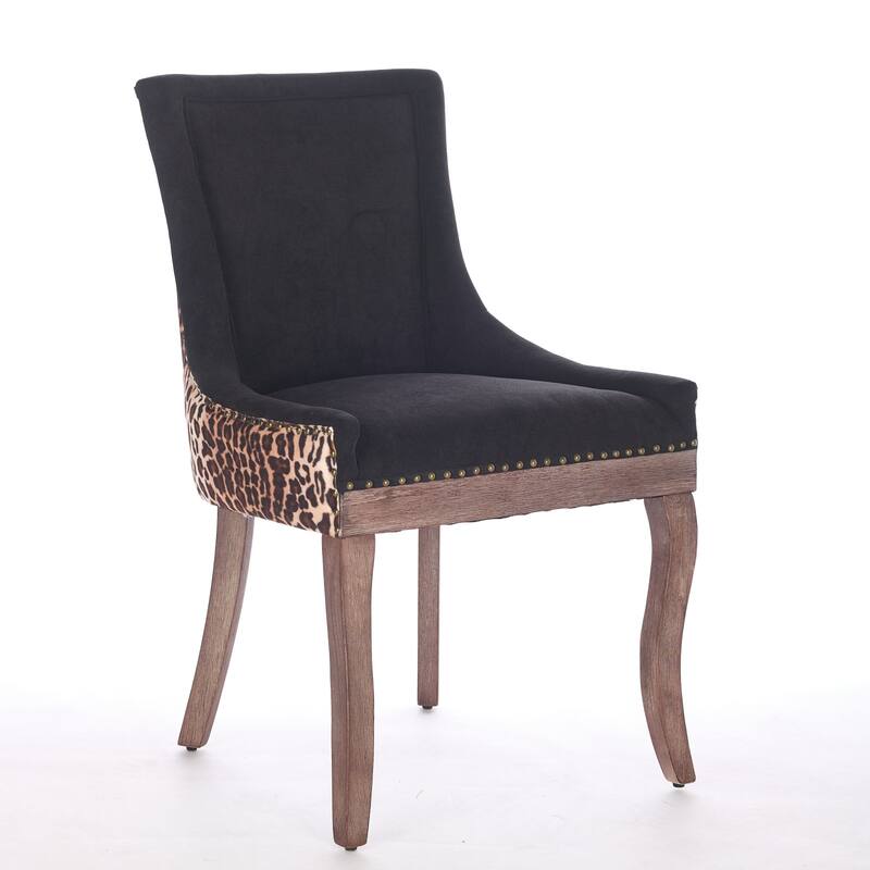 Ultra Side Dining Chair Set of 2, Thickened Fabric Upholstered Dining Chair, Kitchen Chairs with Solid Wood Legs & Nailhead Trim