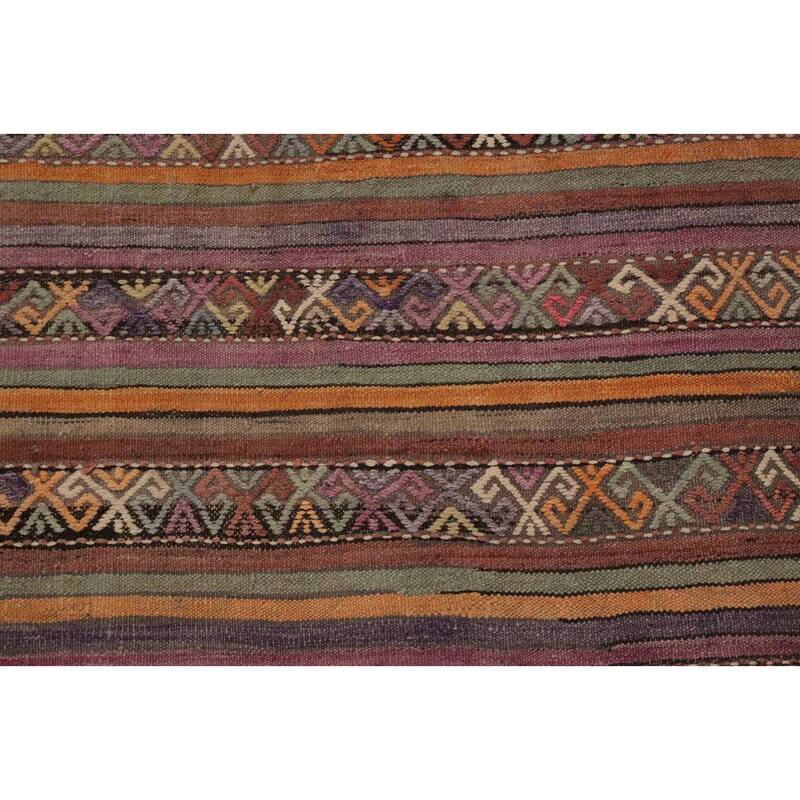 Hand Woven Oriental 100% Wool Carpet Southwestern Tribal Multi-Colored Kilim Area Rug - 8' 6'' X 5' 11''
