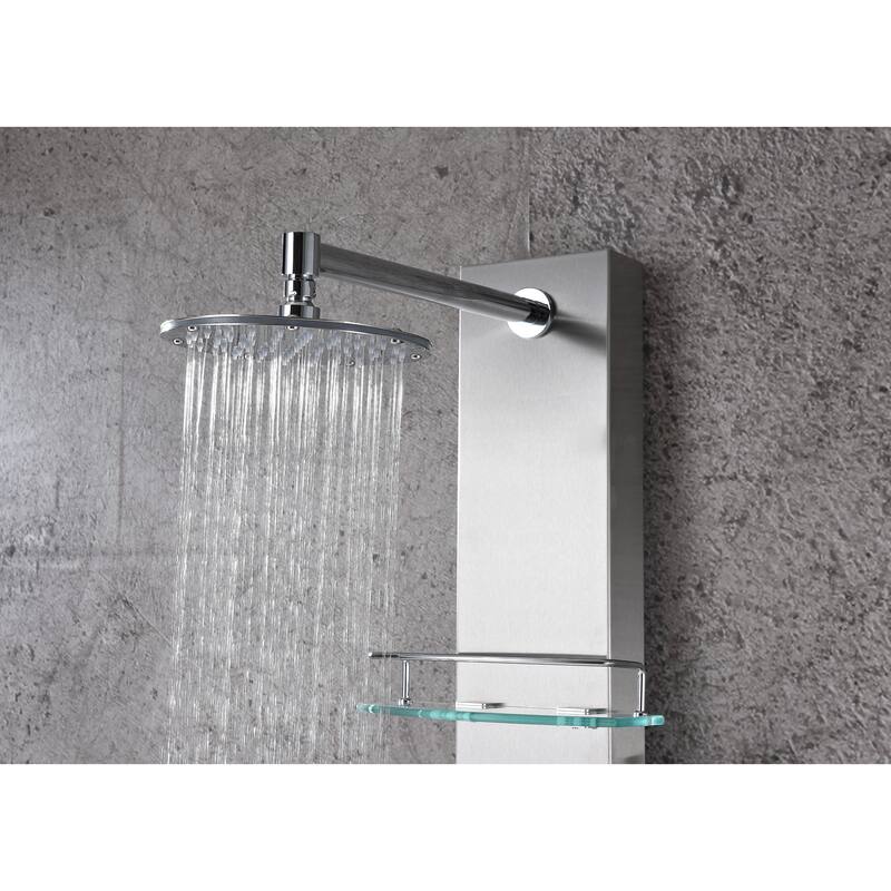 ANZZI Coastal Full Body Shower Panel with Heavy Rain Shower in Brushed Steel