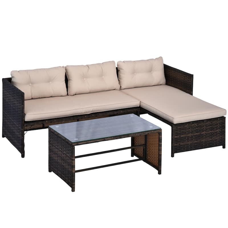 Outsunny 3 Piece Outdoor Sofa Set
