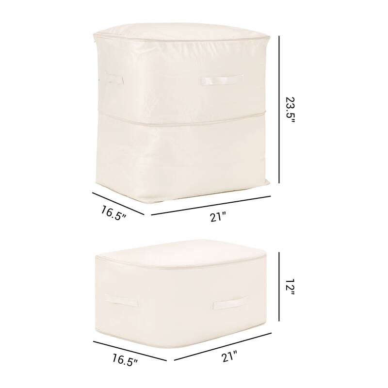 1 Pack Foldable Clothes Storage, Storage Bags, Moving Bags for Organizing Clothing, Storage Containers with Handles - Beige - 21*16.5*23.5in