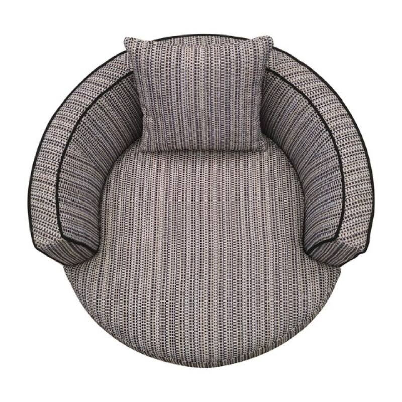 Roomfitters 360 Degree Modern Swivel Barrel Chair, Upholstered Round Lounge Seating with Lumbar Pillow, Multi