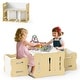 preview thumbnail 3 of 18, Gymax Kids Table & Chair Set 3-Piese Toddler Set w/2 Stools & Activity Natural