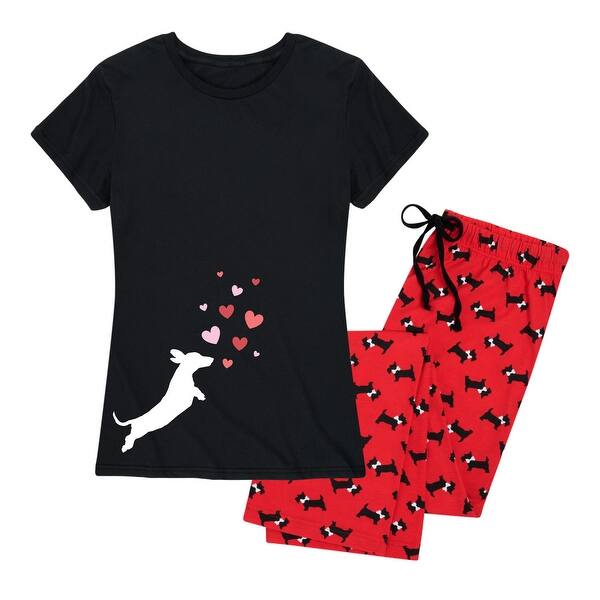 Shop Dachshund Chasing Hearts Women S Pajama Set Black Scottie