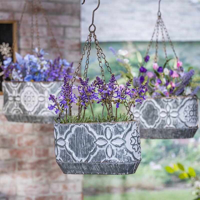 Hanging Galvanized Nesting Metal Hang Planters Set of 3