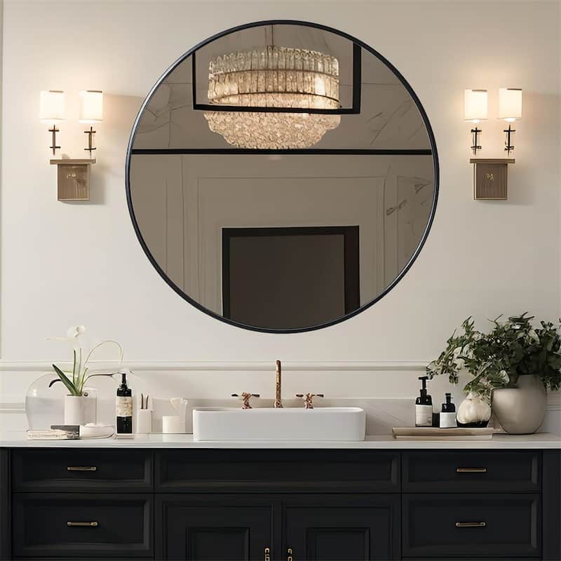 39 Inch Metal Round Bathroom Mirror