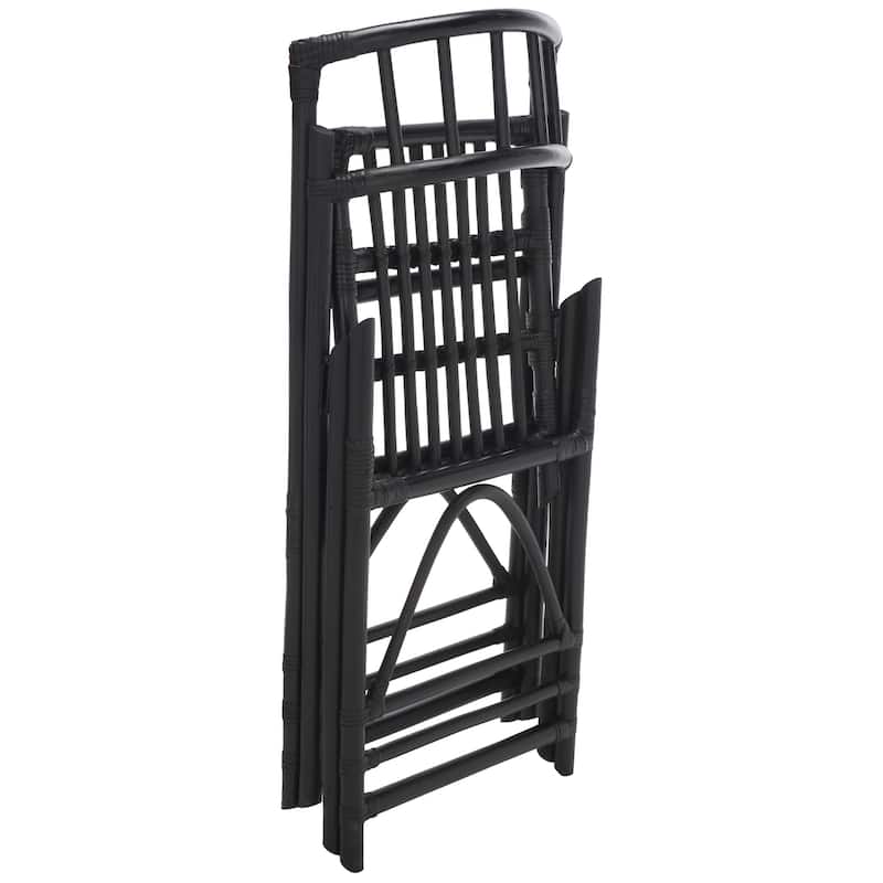 SAFAVIEH Maja Black Rattan Folding Accent Chair Set of 2 (Fully Assembled) - 19Wx28Dx35H