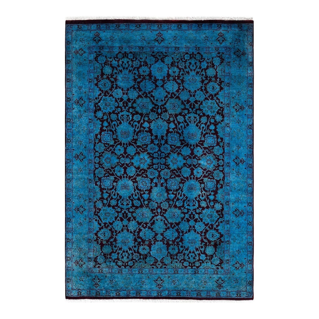 Fine Vibrance, One-of-a-Kind Hand-Knotted Area Rug - Red, 4' 2" x 6' 1" - 4' 2" x 6' 1"