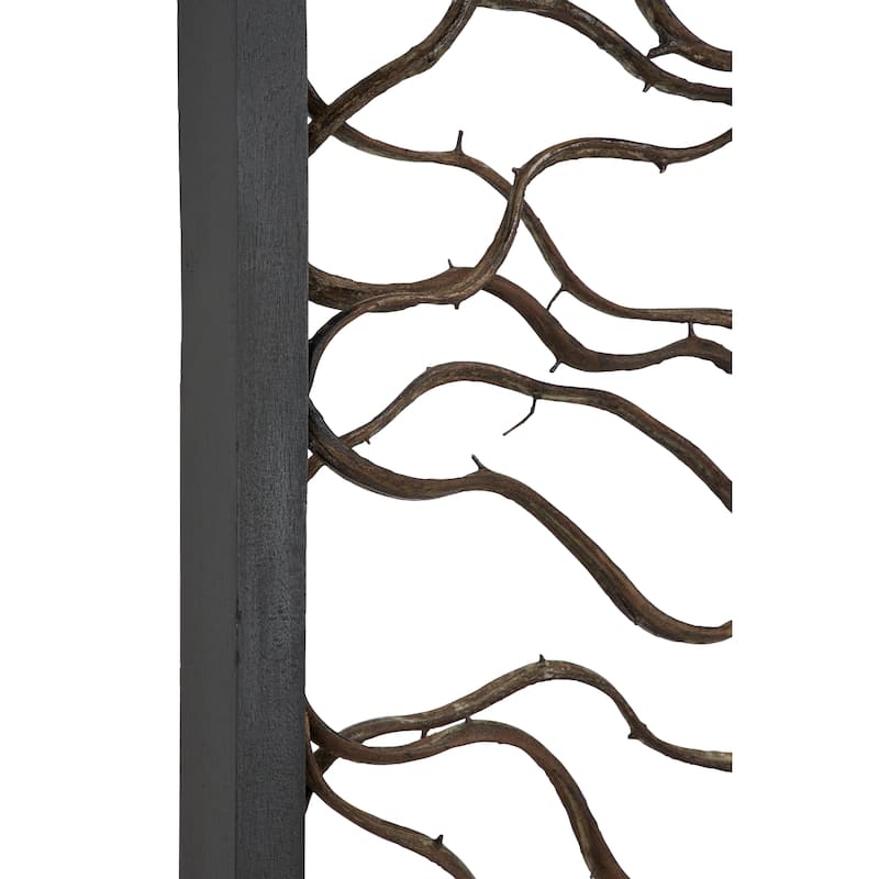 Teak Wood Tree Branch Wall Decor with Black Frame - Brown - Roche River Decor
