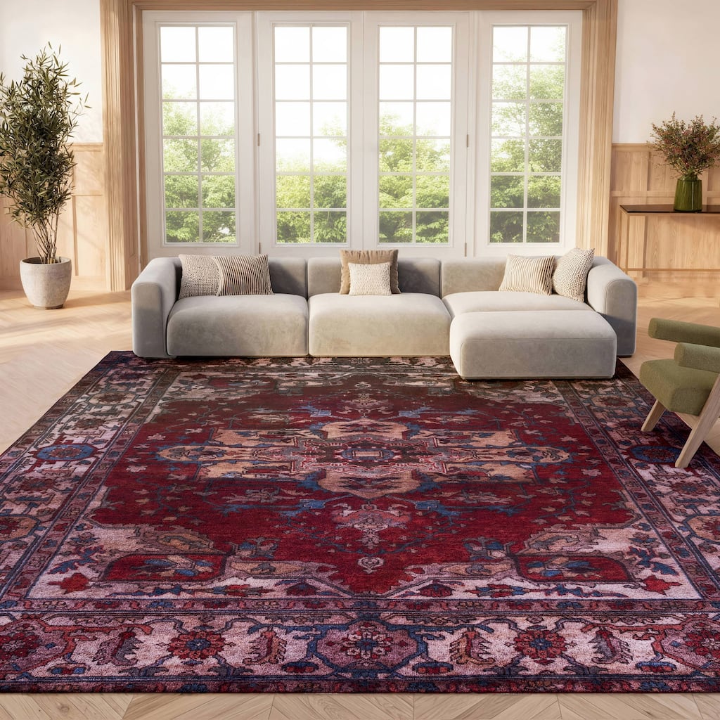 SAFAVIEH Tucson Machine Washable Slip Resistant Salome Oriental Medallion