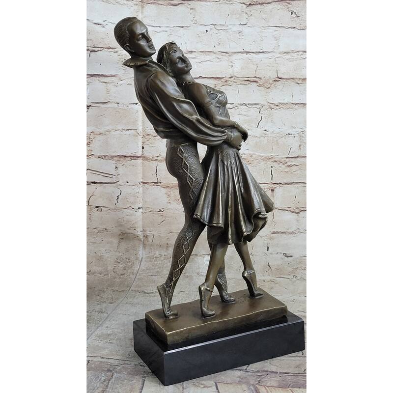 Pair Of Professional Dancer Duo Ballroom Dancers Competition Bronze Sculpture
