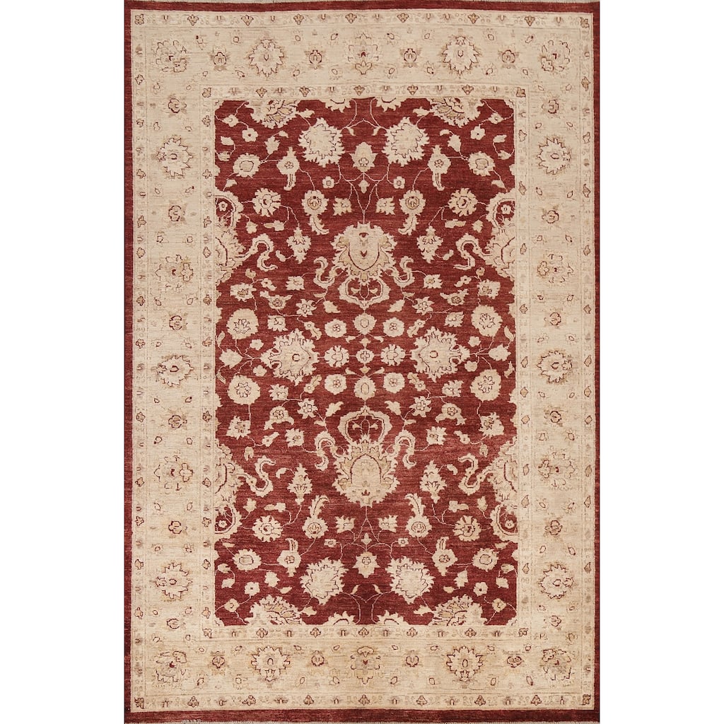 Vegetable Dye Traditional Chobi Peshawar Area Rug Wool Hand-knotted - 5'10" x 8'3"