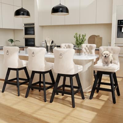 Swivel Velvet Leisure Style Bar stools Set of 8