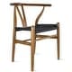 preview thumbnail 19 of 47, Woven Wood Armchair with Arms Open Y Back Mid Century Modern Office Dining Chairs Black Seat Kitchen Bedroom Organic Rattan