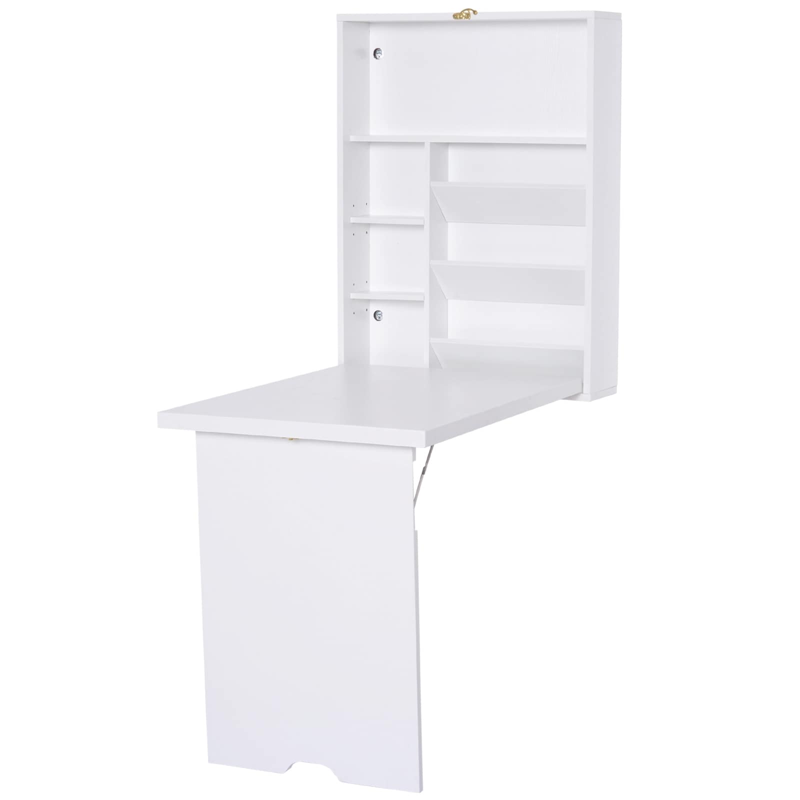 Homcom Compact Fold Out Wall Mounted Convertible Desk With Storage White On Sale Overstock 18019791
