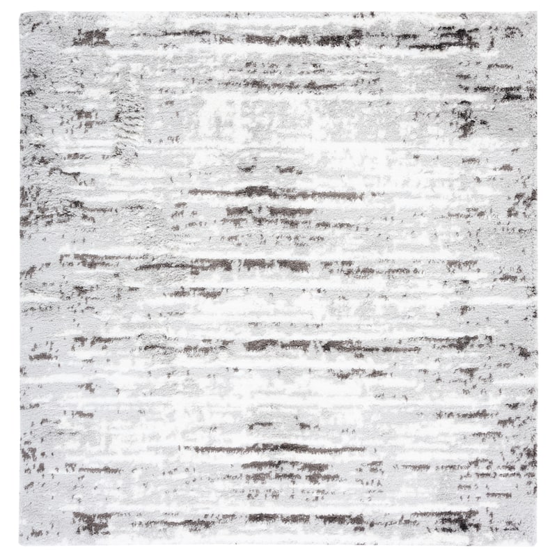 SAFAVIEH Berber Shag Norie Rug - 7' Square - Grey/Dark Grey