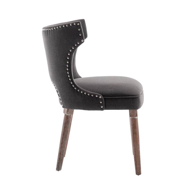Porthos Home Foras Fabric Wingback Dining Chairs with Rubberwood Legs, Set of 2