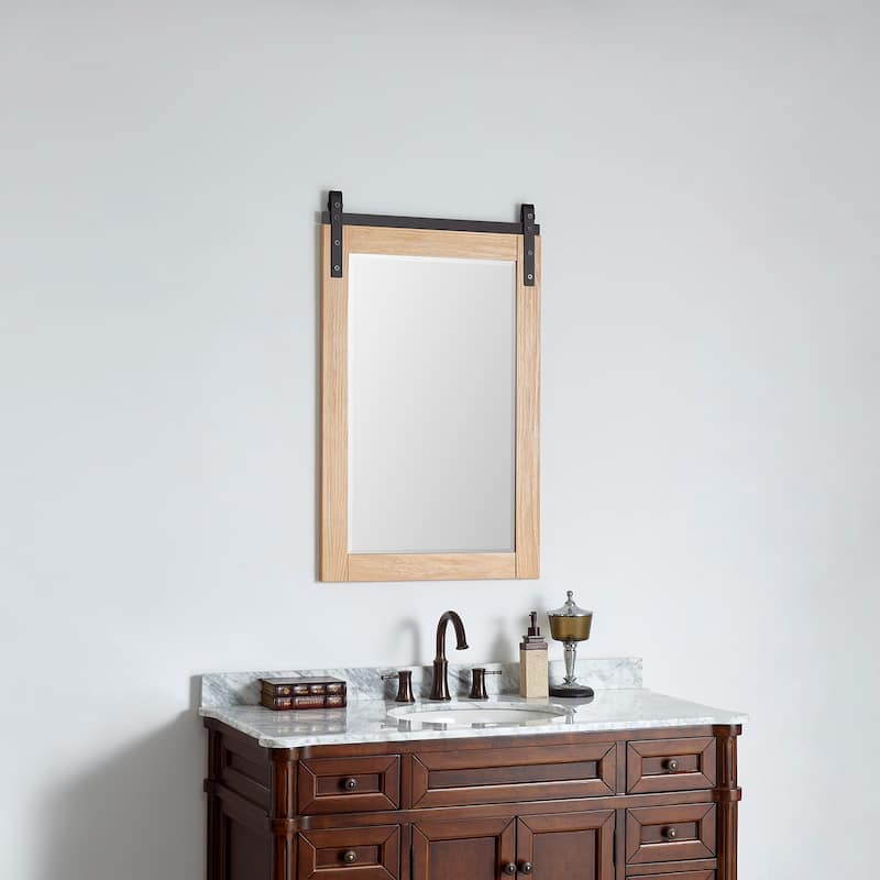 Cortes 24" Bathroom Vanity Barndoor Wall Mirror in Pine