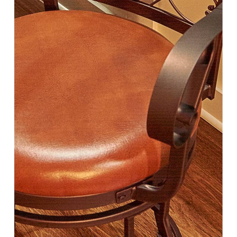 Big and Tall Adjustable Height Barstool with Arms, Mid Century Modern Dark Brown PU Leather Counter Height Chair