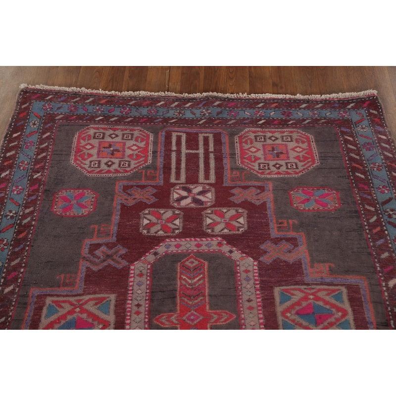 Over-Dyed Meshkin Persian Vintage Runner Rug Hand-Knotted Wool Carpet - 4'3" x 10'5"