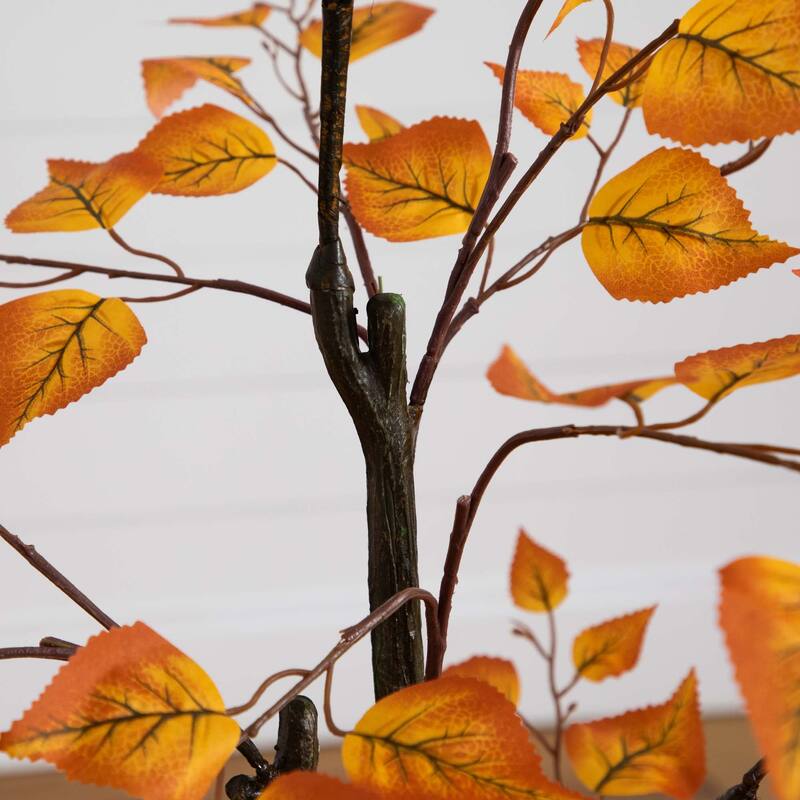 Birch Leaf Artificial Potted Tree - 4' - Orange