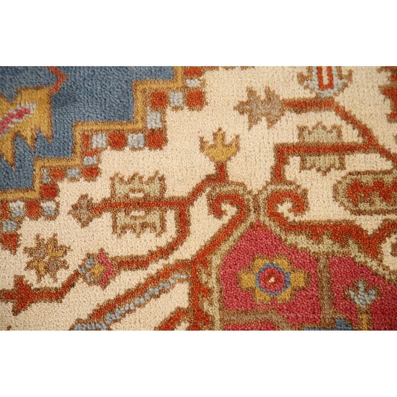 Geometric Heriz Serapi Oriental Area Rug Handmade Wool Carpet - 8'9"x 11'8"