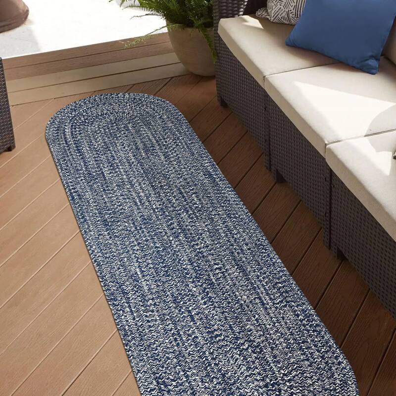 Superior Modern Rustic Bohemian Reversible Multi-Tone Braided Indoor Outdoor Area Rug