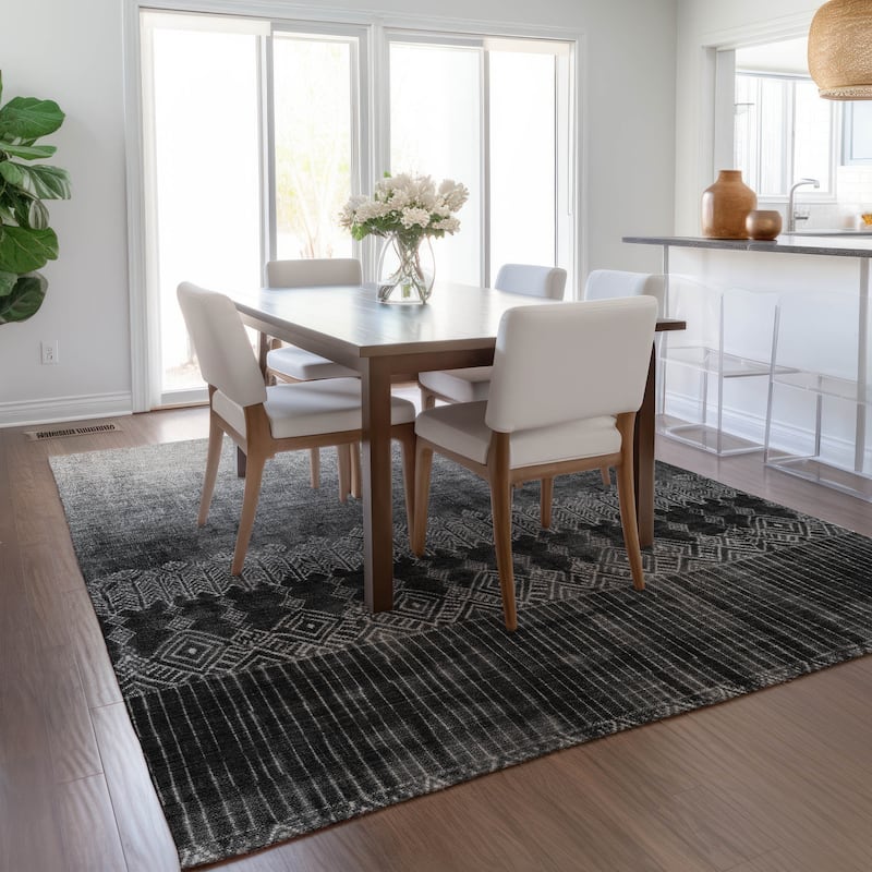 Machine Washable Indoor/ Outdoor Boho Ombre Chantille Rug