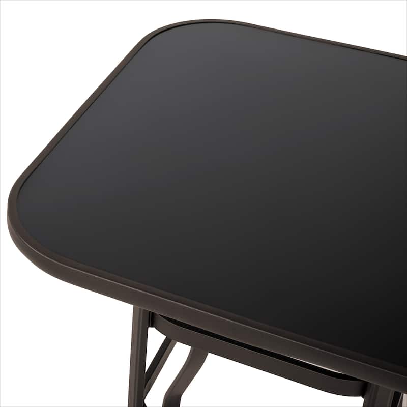 Outdoor 32 Inch Square Bar Table with Tempered Glass Tabletop