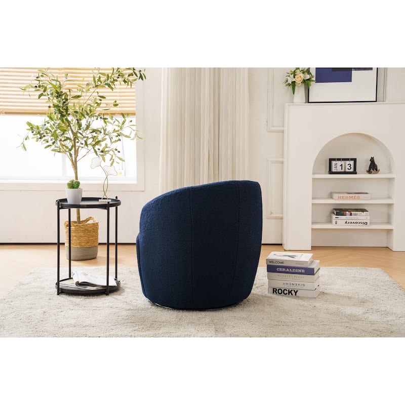 Swivel Teddy fabricaccent armchair barrel chair with black powder coating metal ring