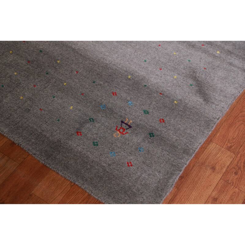 Hand Knotted Oriental 100% Wool Carpet Tribal Tribal Greys & Charcoal Gabbeh Area Rug - 12' 4'' X 8' 11''