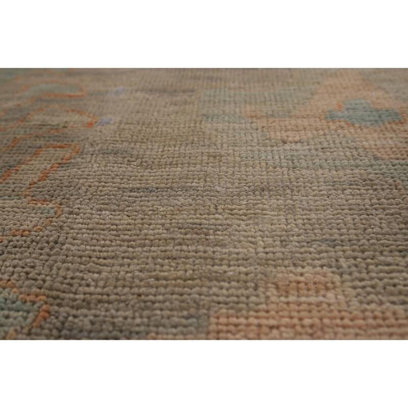 Multi-Color Oushak Area Rug Hand-Knotted Turkish Wool Carpet - 9'9" x 13'2"