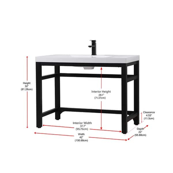 Elegant Lighting VF14542 Raya 42" Rectangular Iron Console Bathroom