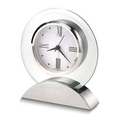 Curata Brayden Beveled Jade Glass and Brushed Aluminum Quartz Alarm Clock