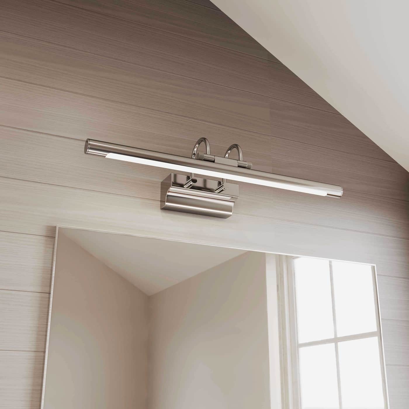 Modern Chrome LED Linear Bathroom Vanity Light Fixture Over Mirror - On ...