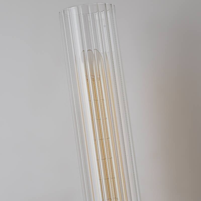 Modern Gold Wall Sconce with Glass Cylinder Shade - Elegant Lighting Fixture for Hallway, Bedroom, or Living Room - W4.3"