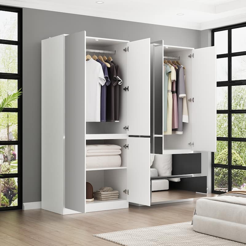 Modular Mirror Wardrobe White Bedroom Cabinet Storage Cabinet Armoire