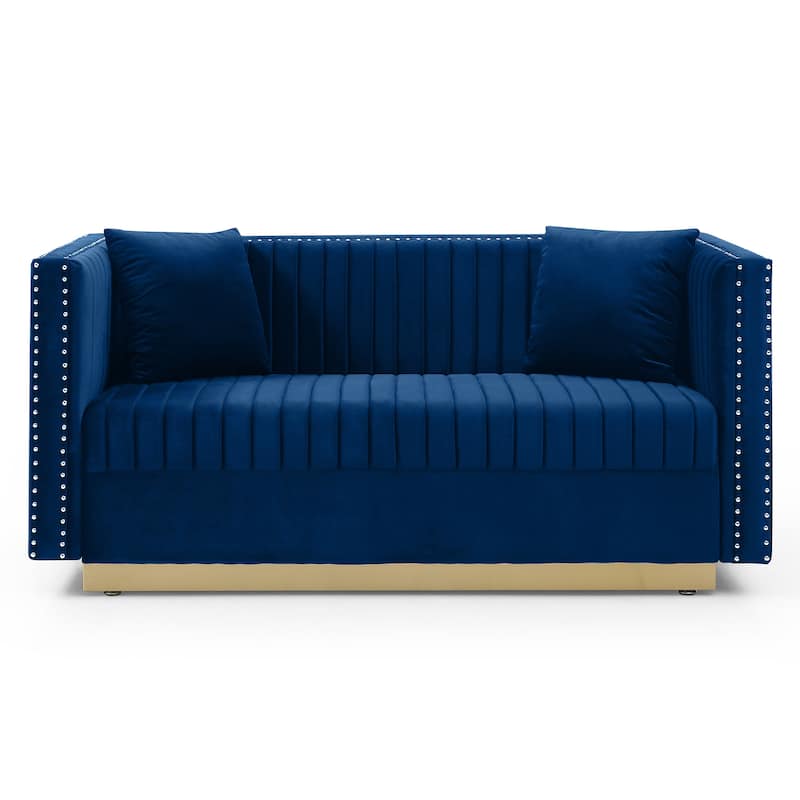 Small Sofa Couch with Nailhead Trim, Bedroom 2 Seat Settee, Versatile Love Seat Couches for Small Space Apartment