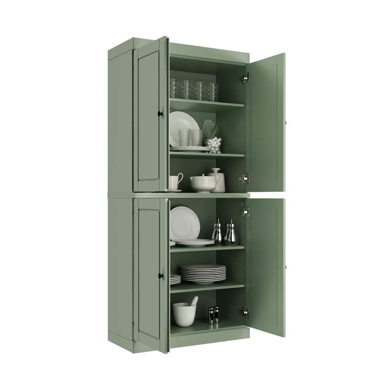 Palace Imports 100% Solid Wood Pantry Cabinet, Raised Panel Doors, Adjustable Shelves, 32" Wide, 71.5" Tall - 32" x 71.5"