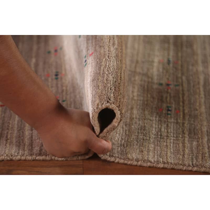 Striped Gabbeh Oriental Area Rug Hand-Knotted Wool Carpet - 7'10" x 9'7"