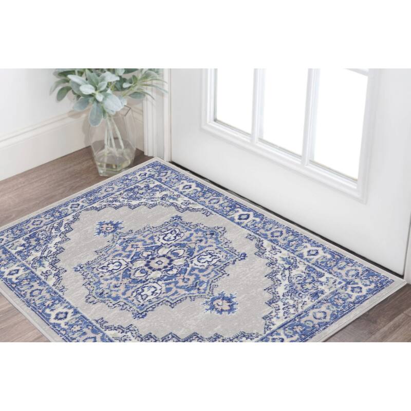 Fosir Power Loomed Stain Resistant Area Rug By HomeRoots - 60' X '36' X '0.39 - 60' X '36' X '0.39 - Oxford Blue - Rectangle