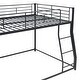preview thumbnail 9 of 7, Modern Stylish Kids Furniture Metal Floor Bunk Bed with Sloping Stairs Full XL over Queen Kids Bed, Black