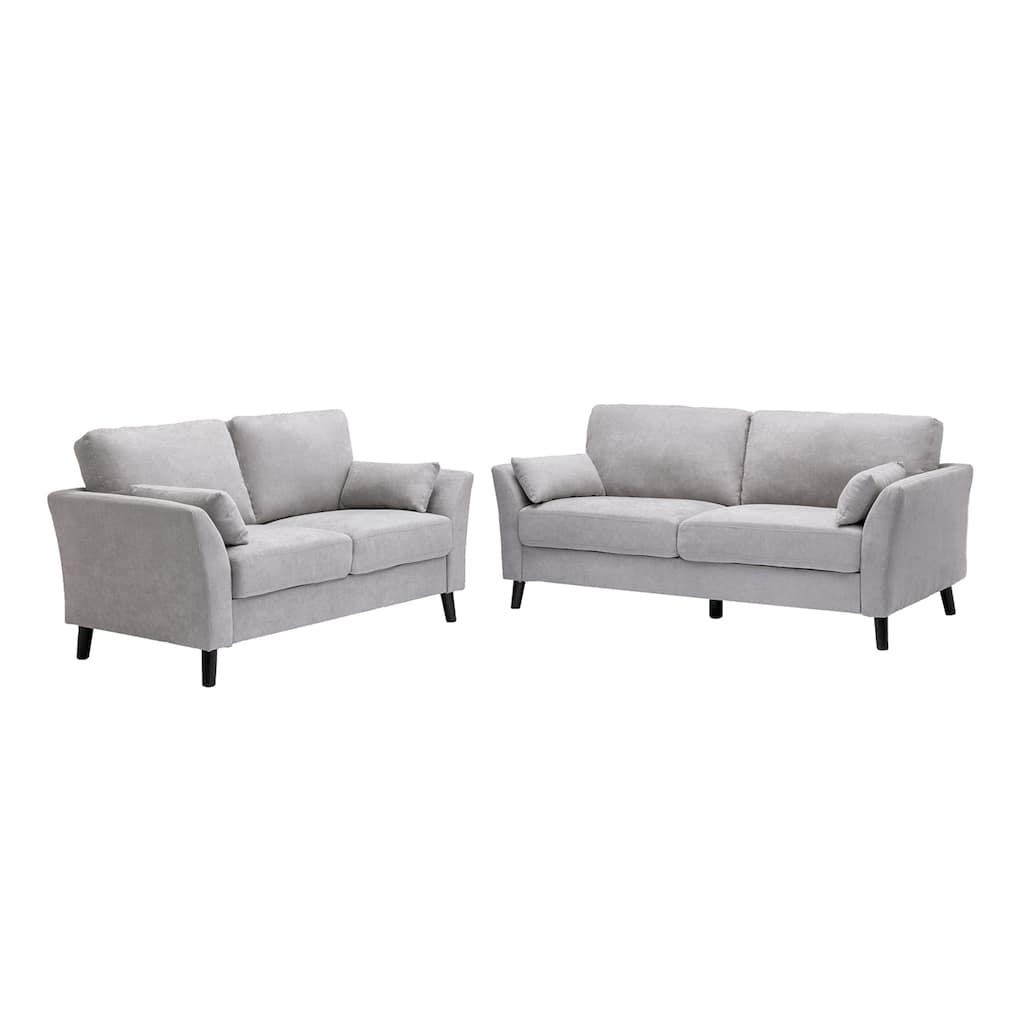 2 Piece Woven Fabric Sofa Loveseat Living Room Set