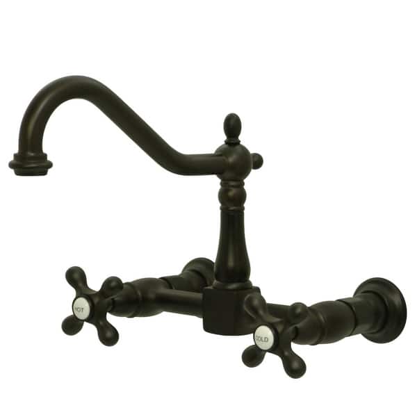 slide 2 of 14, Kingston Brass Heritage 1.8 GPM Wall Mounted Bridge Kitchen Faucet Oil Rubbed Bronze