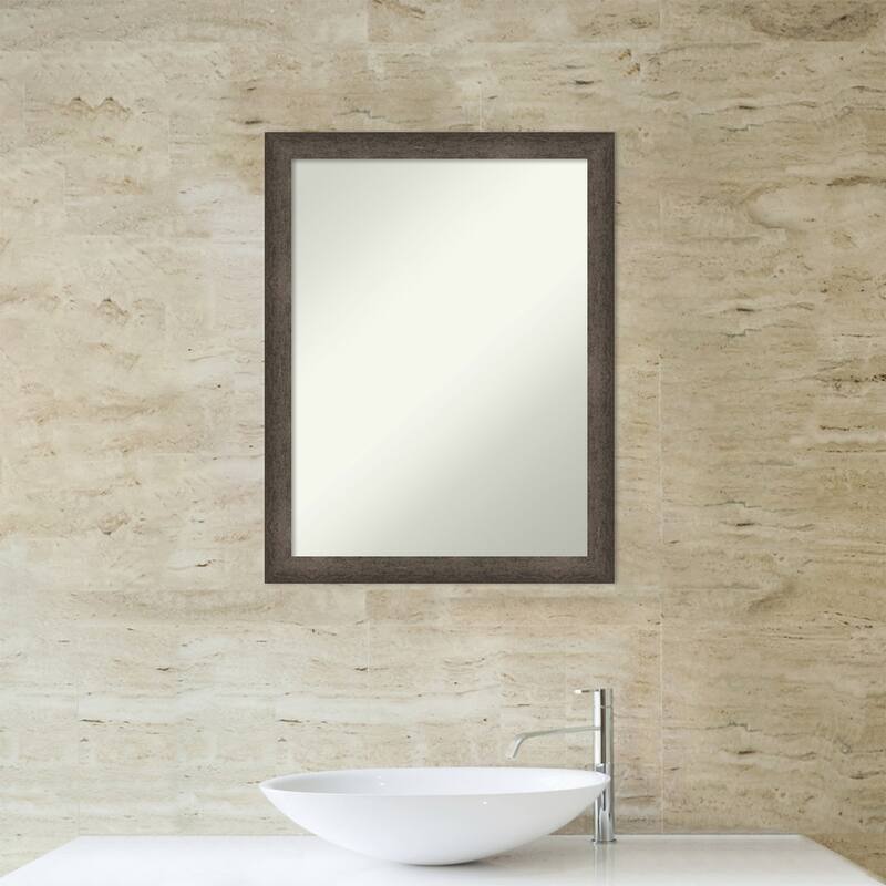 Dappled Narrow Non-Beveled Wood Framed Bathroom Vanity Wall Mirror